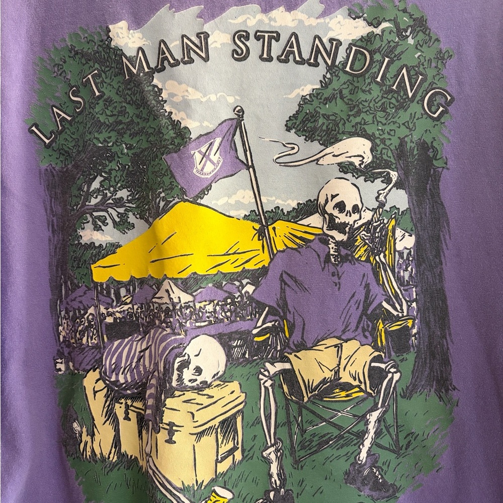Purple Graphic 'Last Man Standing' Short Sleeve Tee